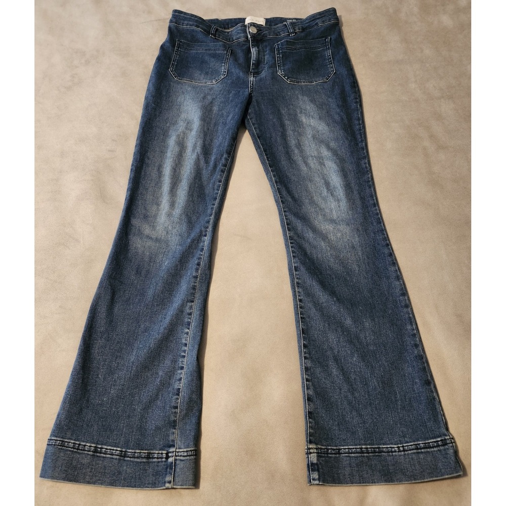 LO'LA Jeans Women's 33 GENE-DIS Mid Rise Bootcut Wide Cuff Dark Wash Y2K